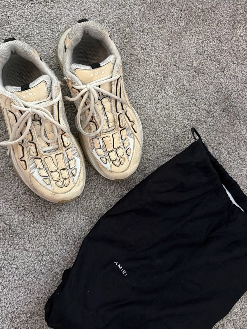 AMIRI Women's Cream Mesh Leather Trail Sneakers